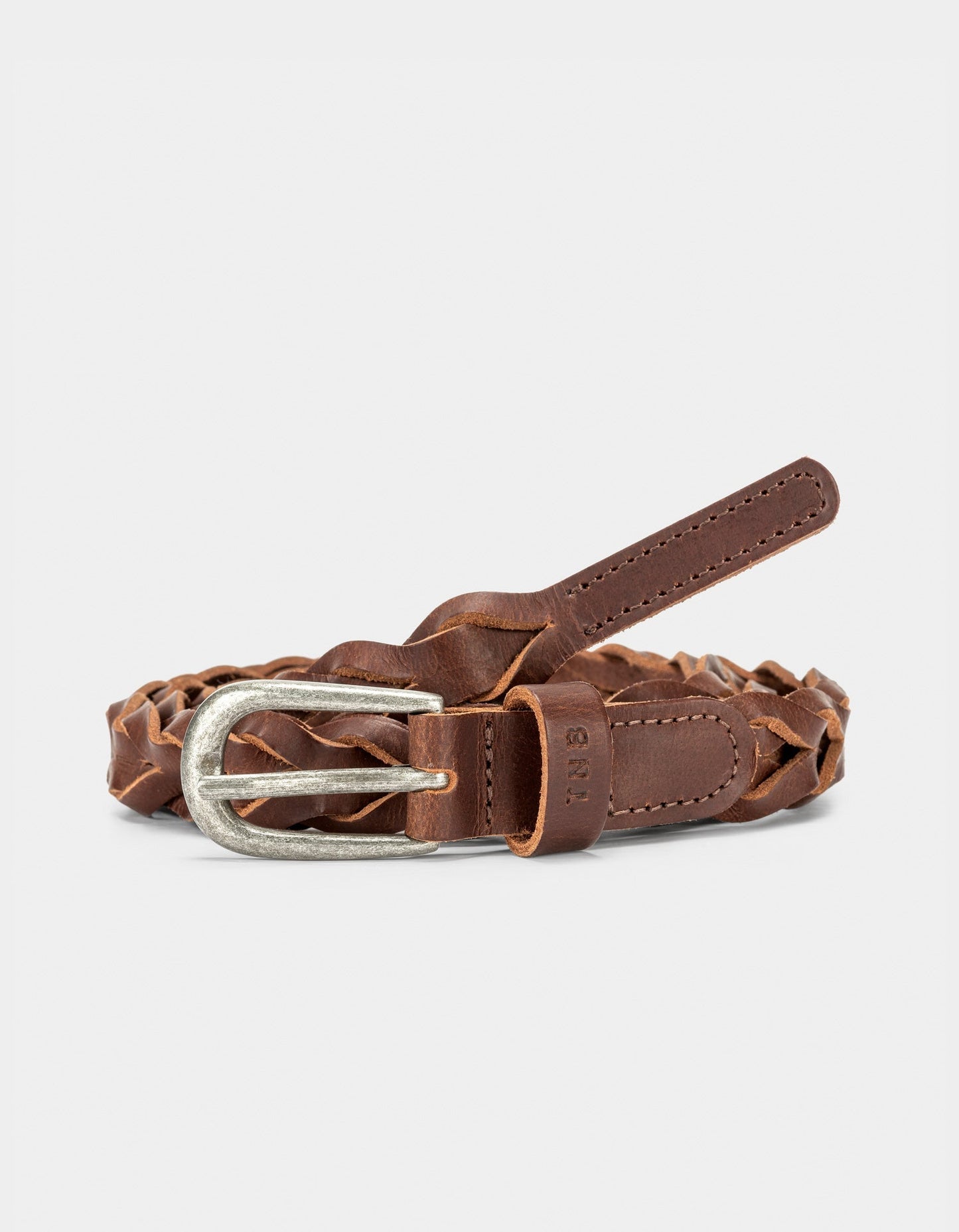 Leather Braided Belt in Brown