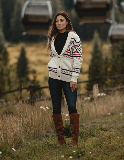 Alpine Heritage Cardigan in Cream Multi