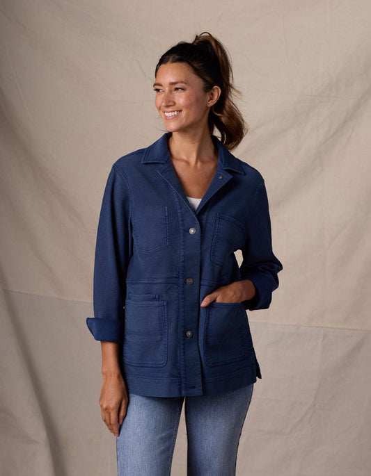 Women's Comfort Terry Chore Coat in Dark Indigo