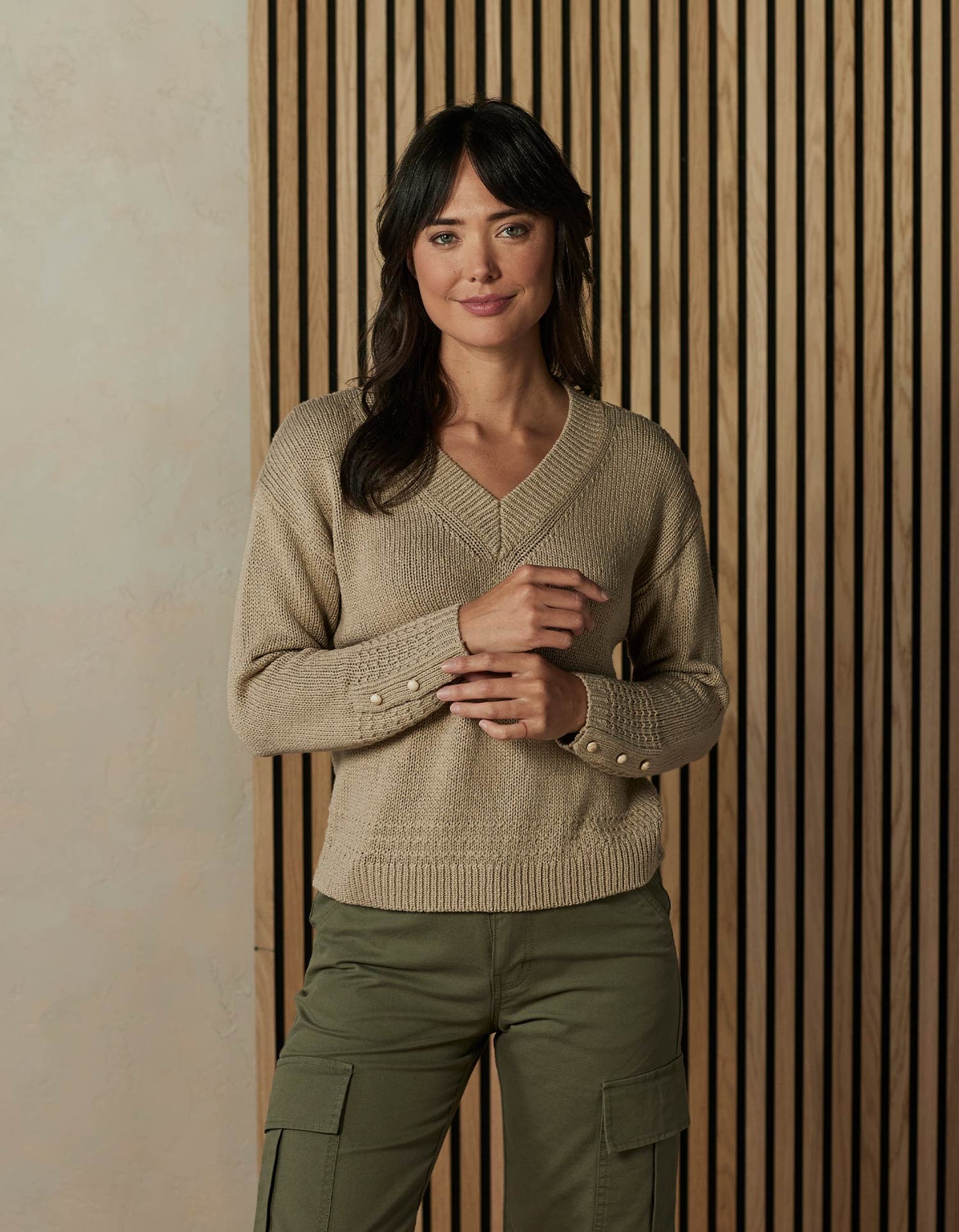 Arlo V-Neck Sweater in Oatmeal