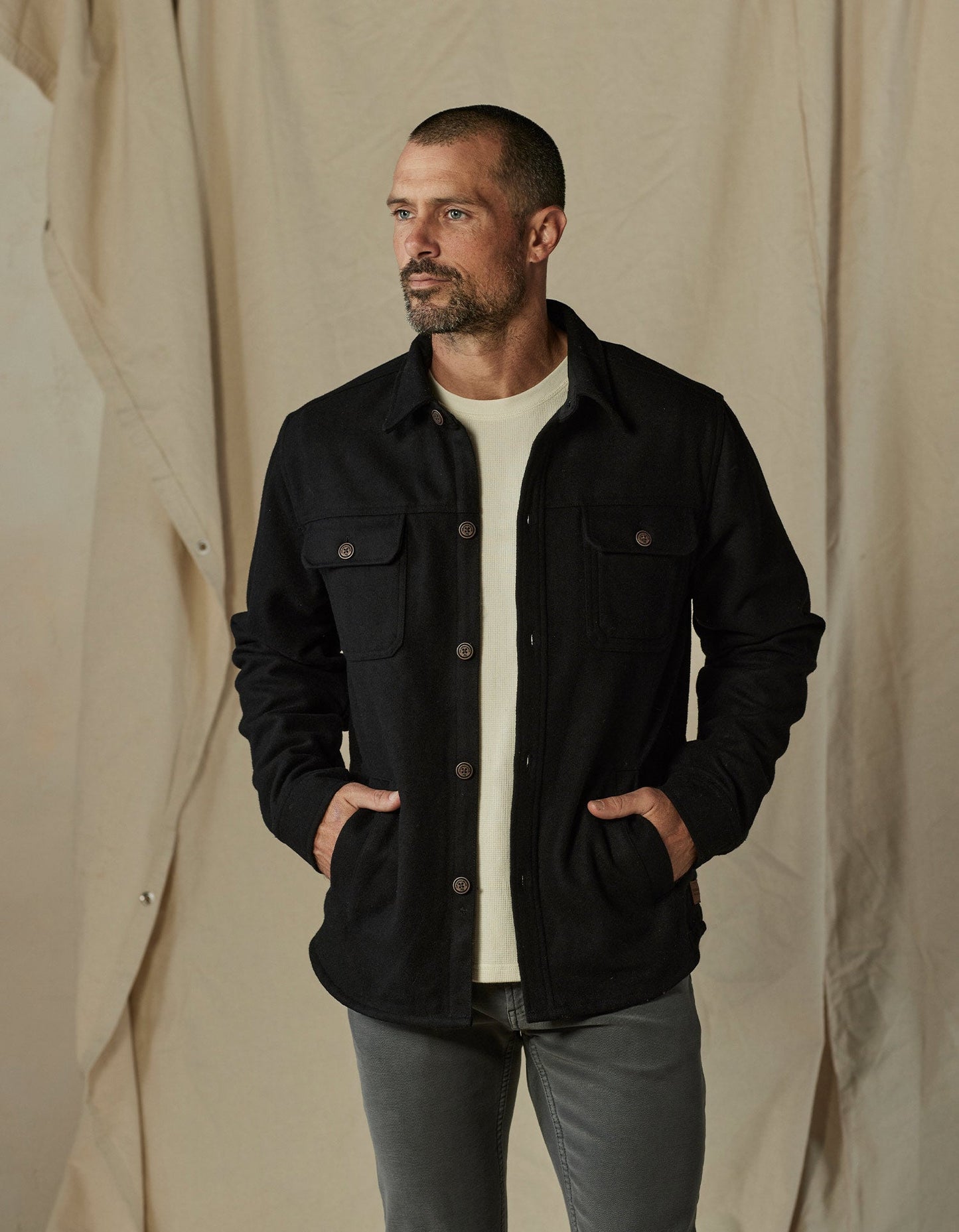 Brightside Flannel Lined Workwear Jacket in Black