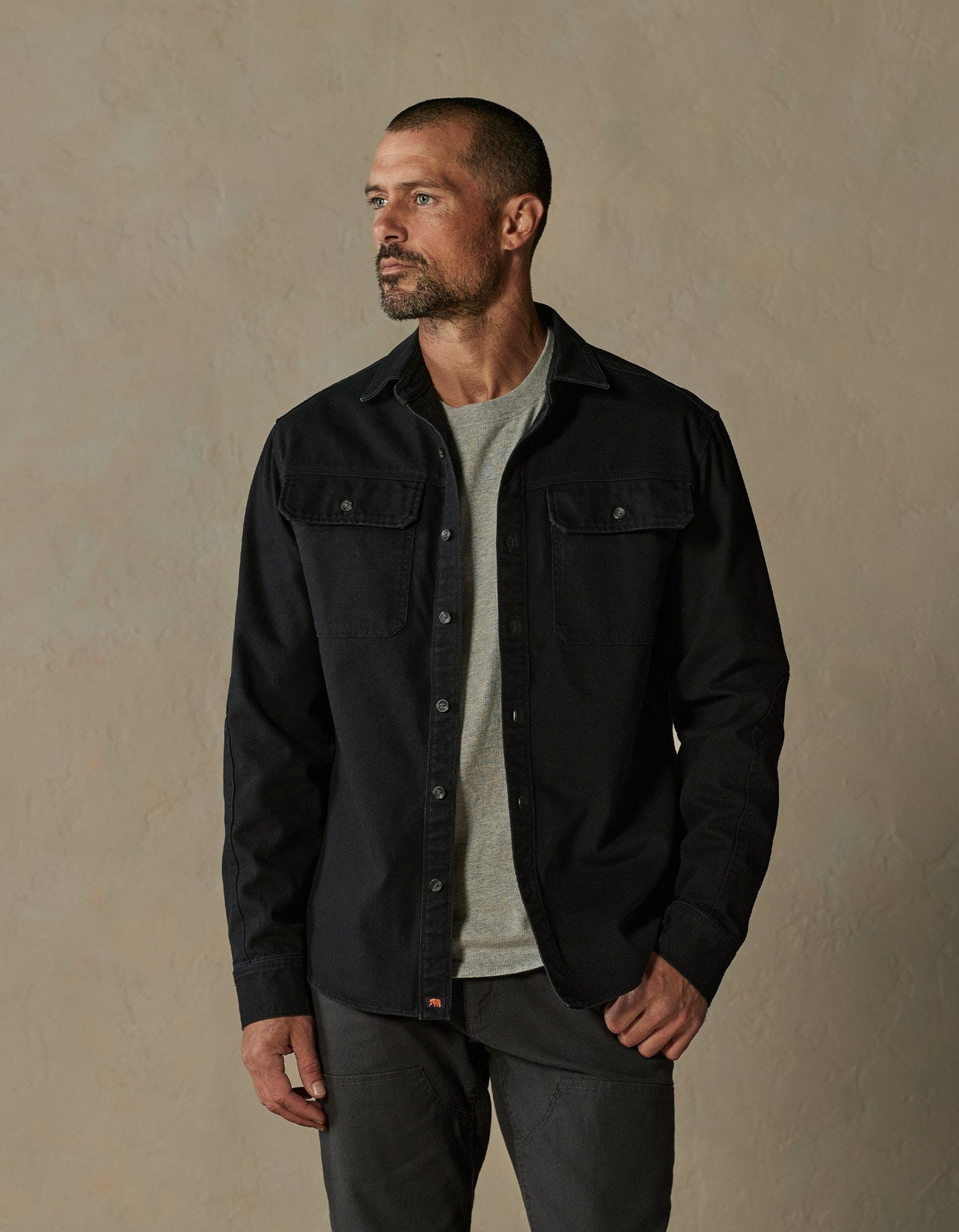 Canvas Shirt Jacket in Black