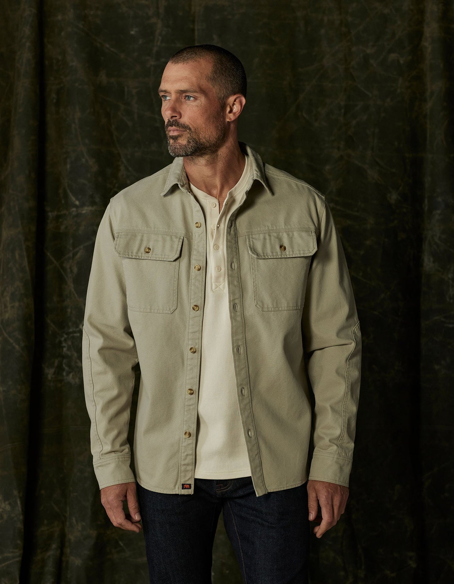 Canvas Shirt Jacket in Limestone