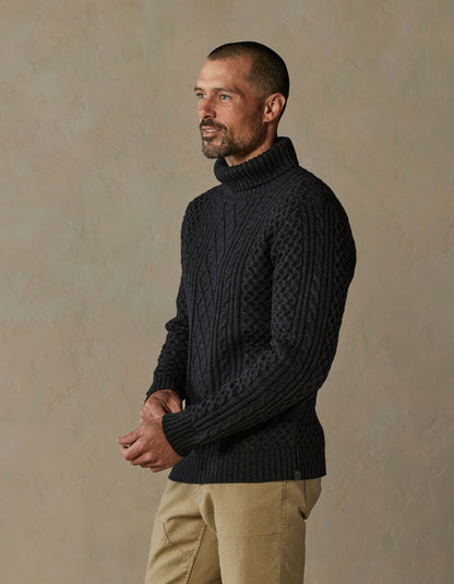 Cable Knit Rollneck Sweater in Charcoal