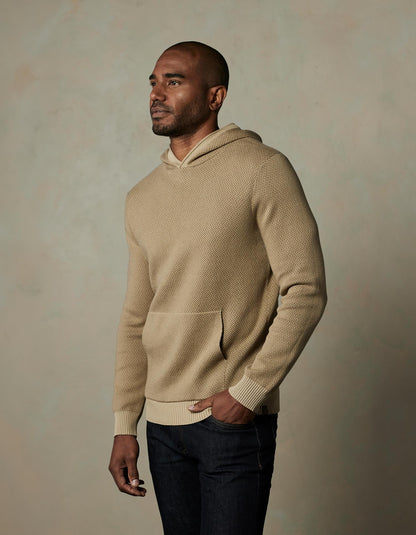 Herringbone Knit Hoodie in Toasted Chestnut