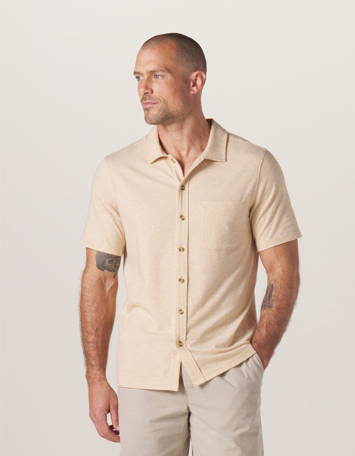 Active Puremeso Weekend Button Down in Iced Latte