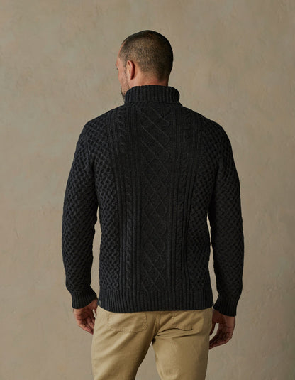 Cable Knit Rollneck Sweater in Charcoal