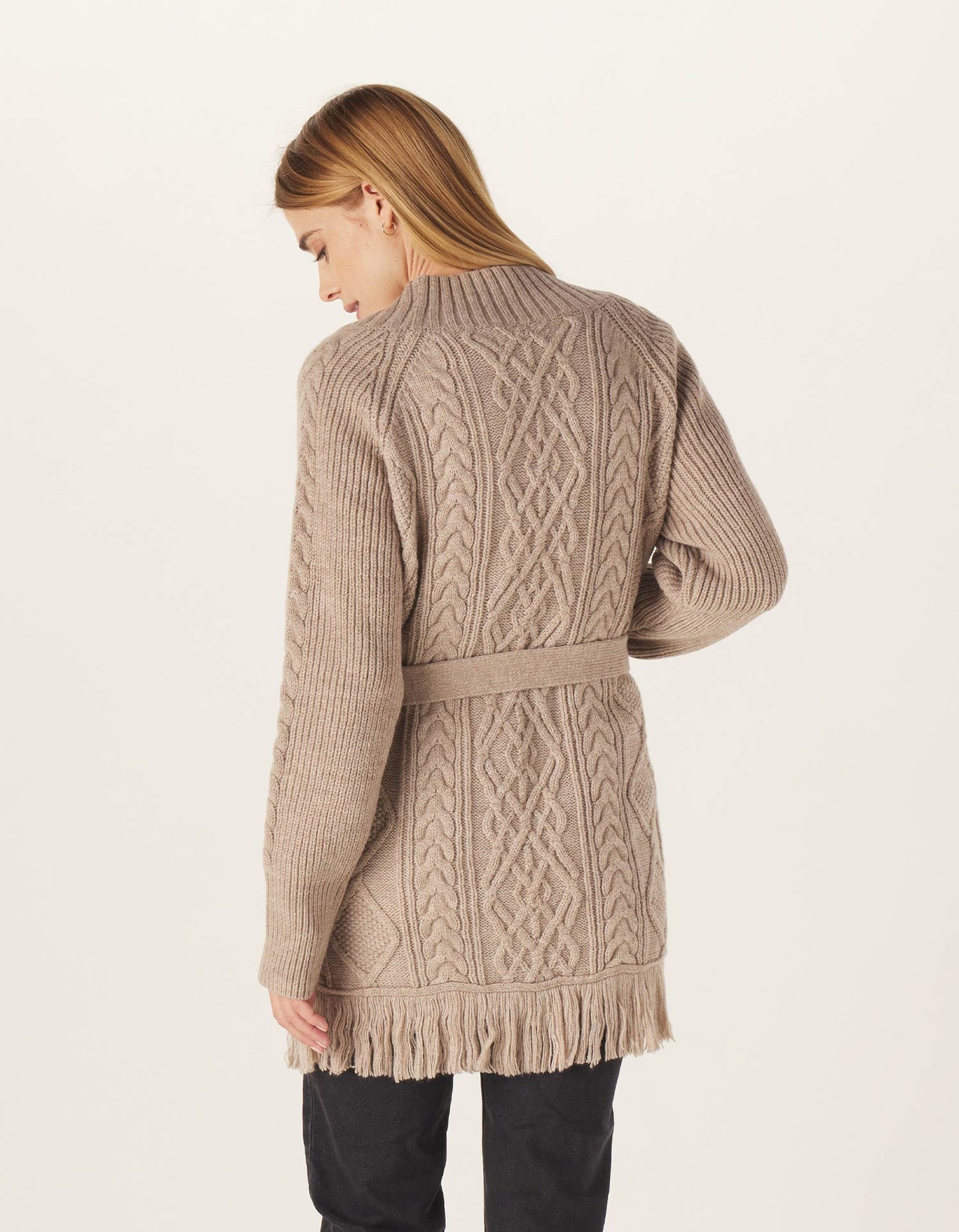 Blake Fringe Cardigan in Oatmeal