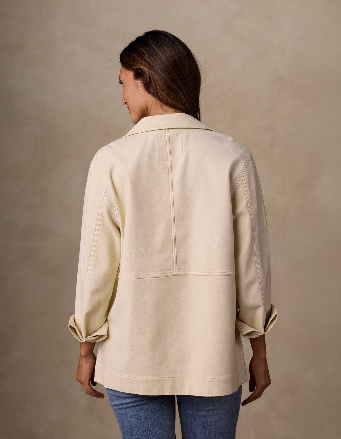 Women's Comfort Terry Chore Coat in Cream