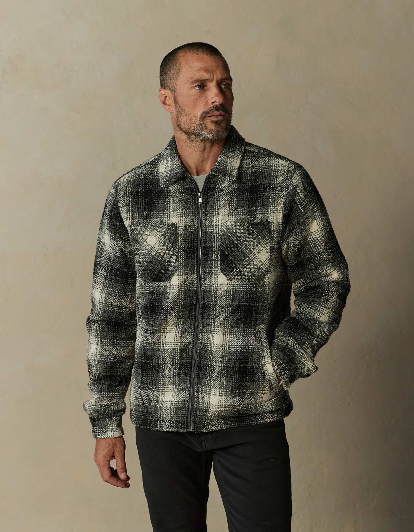 Bryson Jacket in Black/White Plaid