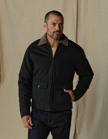 Canvas Zip Front Jacket in Black