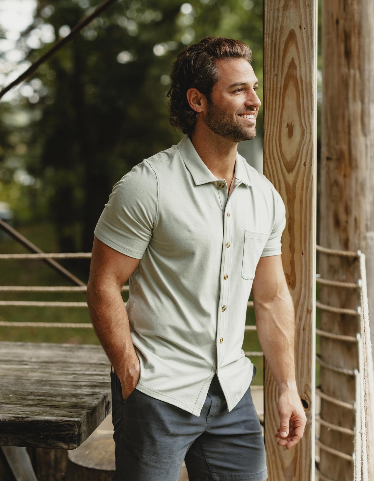 Active Puremeso Weekend Button Down in Sage