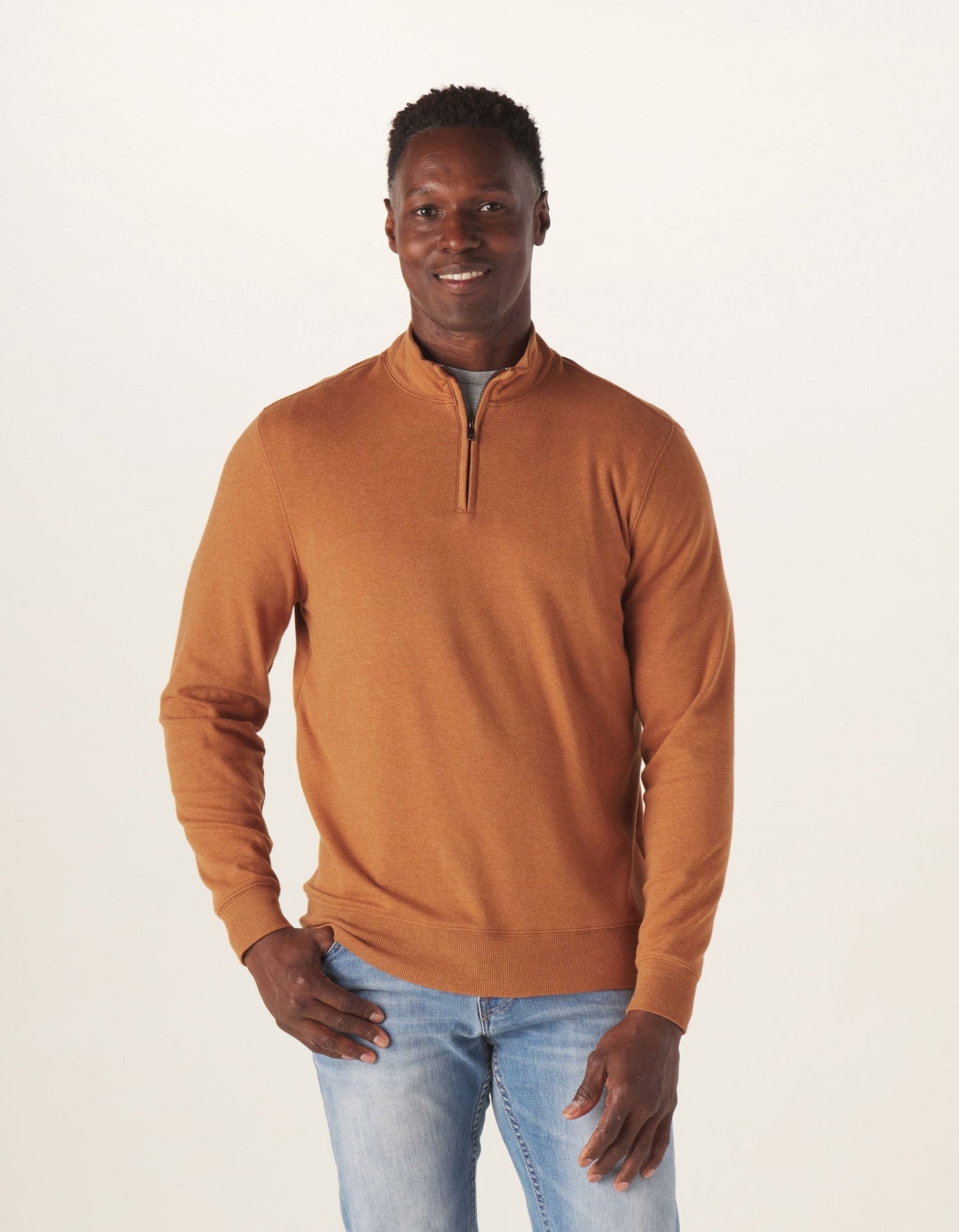 Puremeso Weekend Quarter Zip in Almond