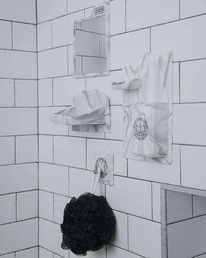 Adhesive Shower Hook - White Marble