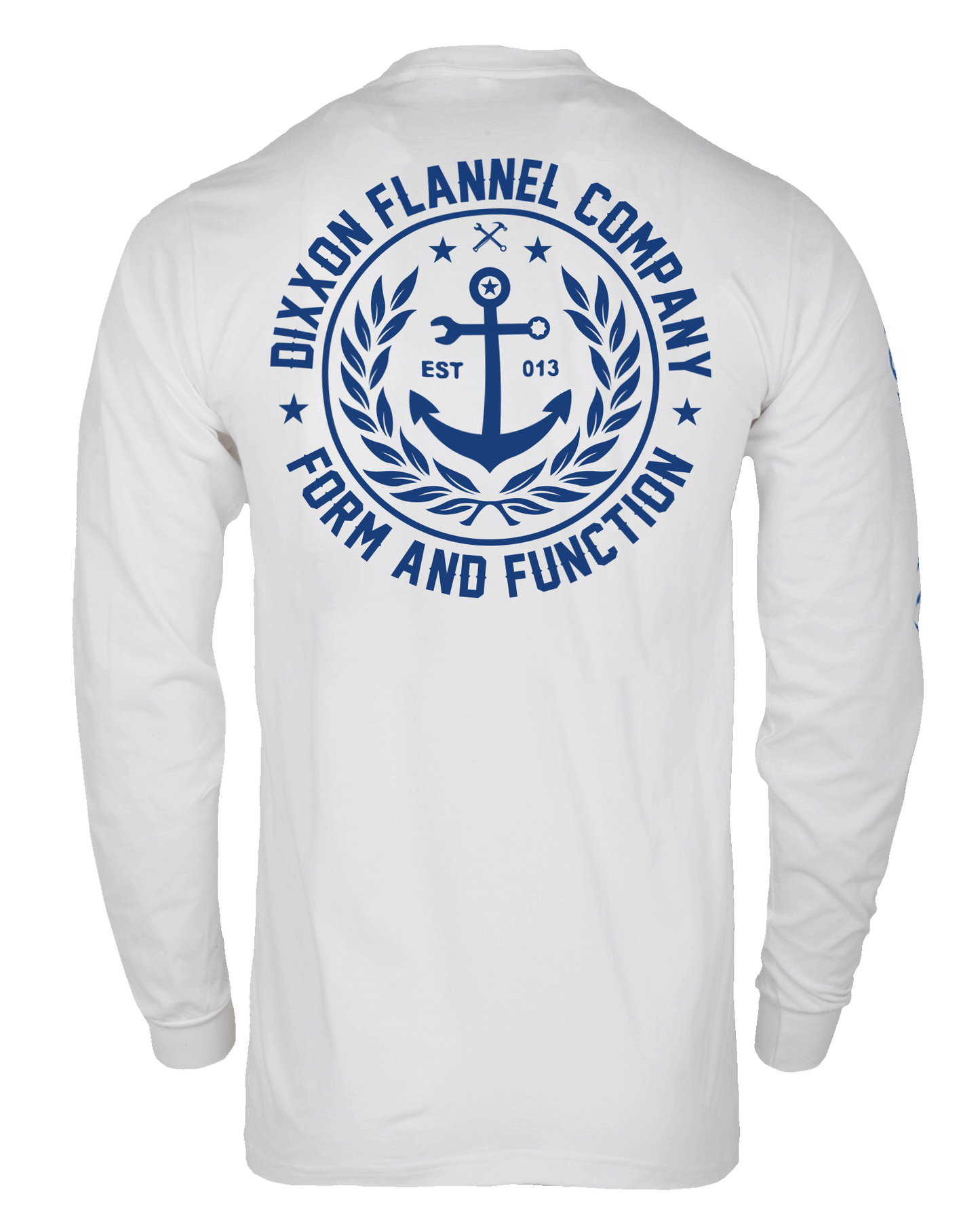 Anchor Crest Long Sleeve T-Shirt - White & Navy