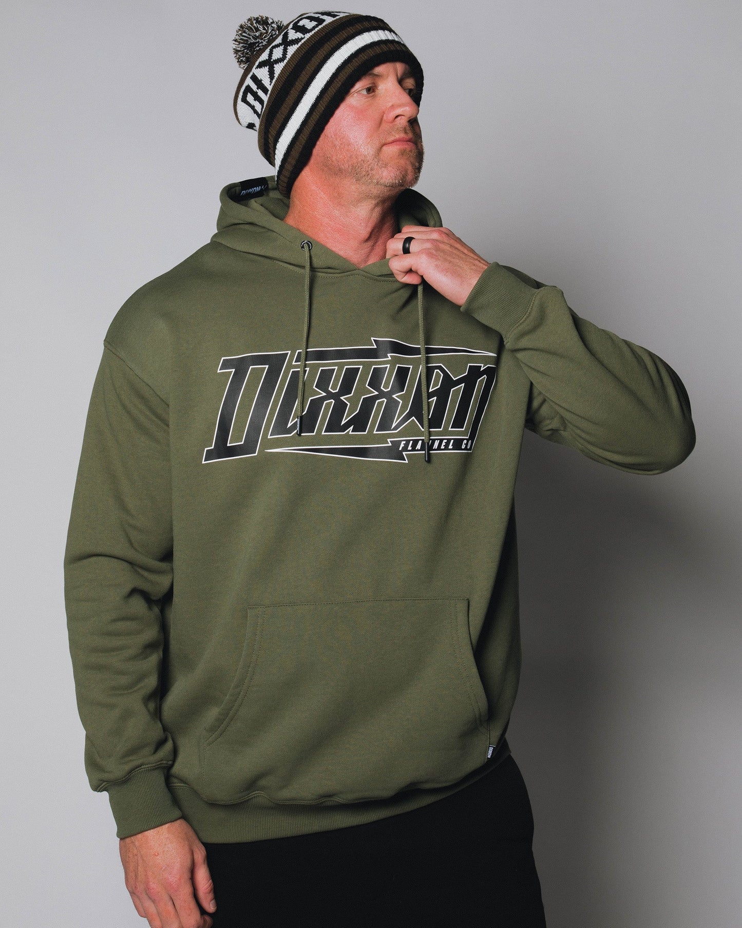 Black Bolt Pullover Hoodie - O.D. Green