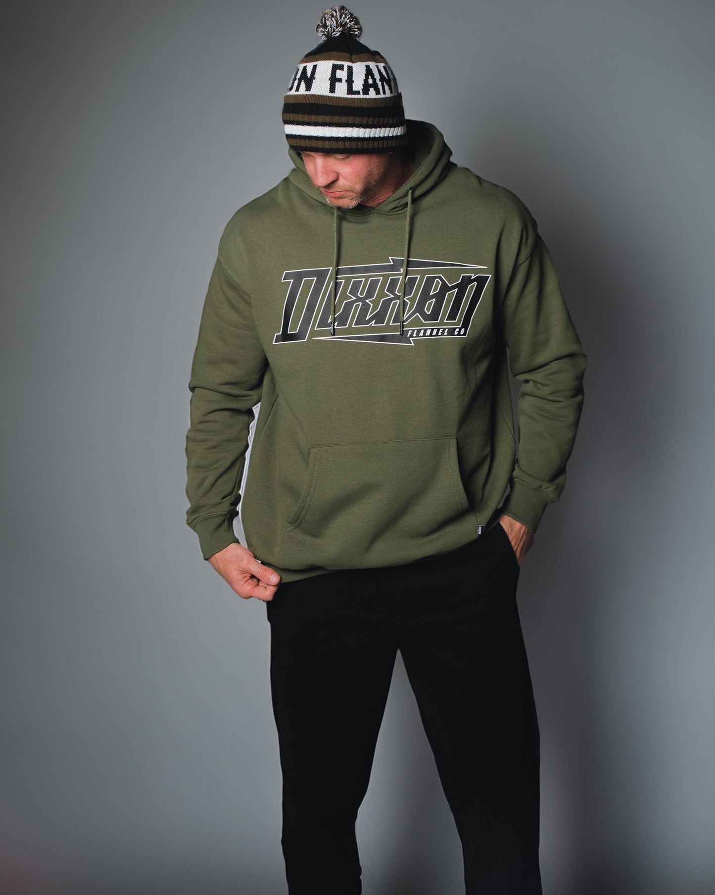 Black Bolt Pullover Hoodie - O.D. Green