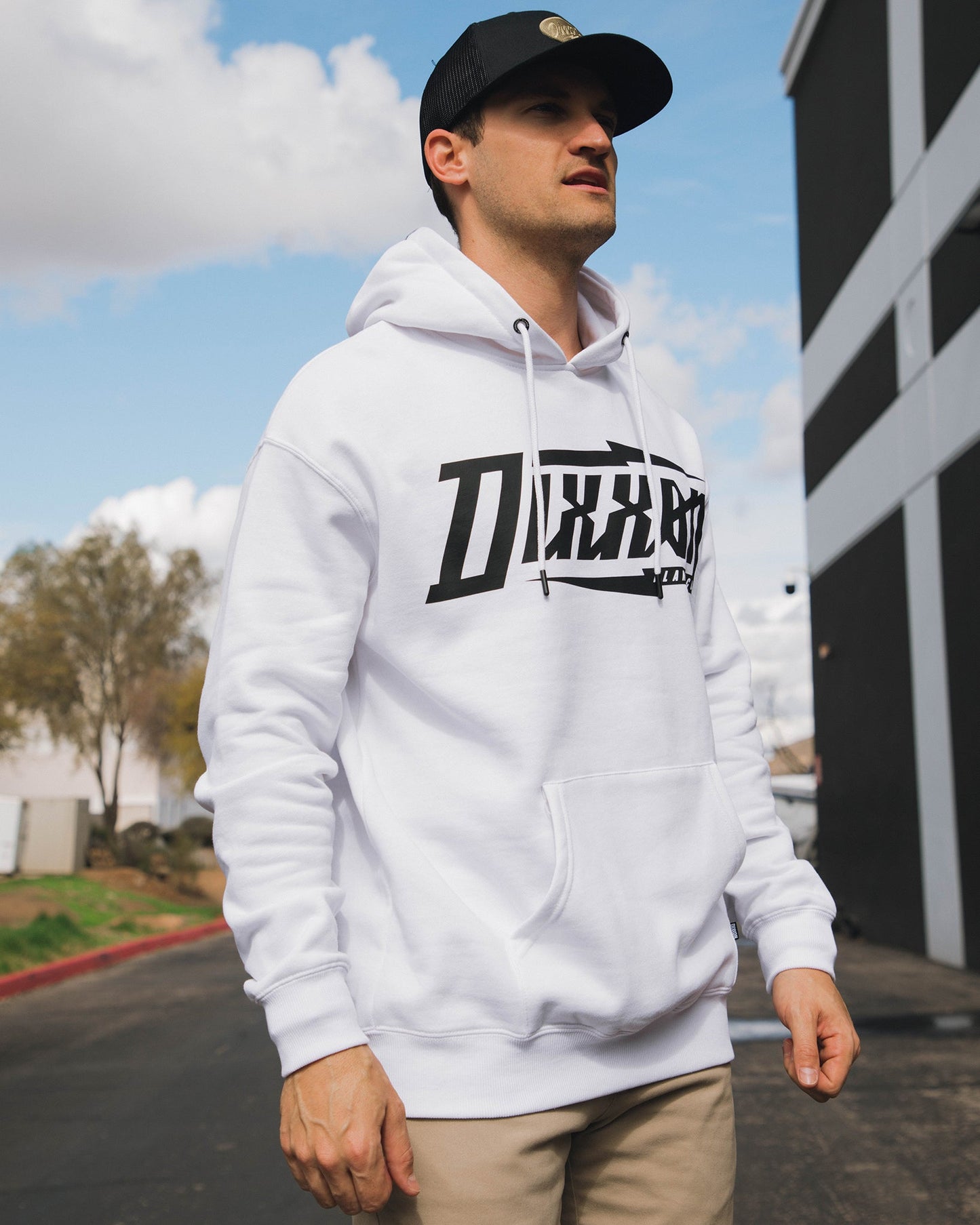 Black Bolt Pullover Hoodie - White