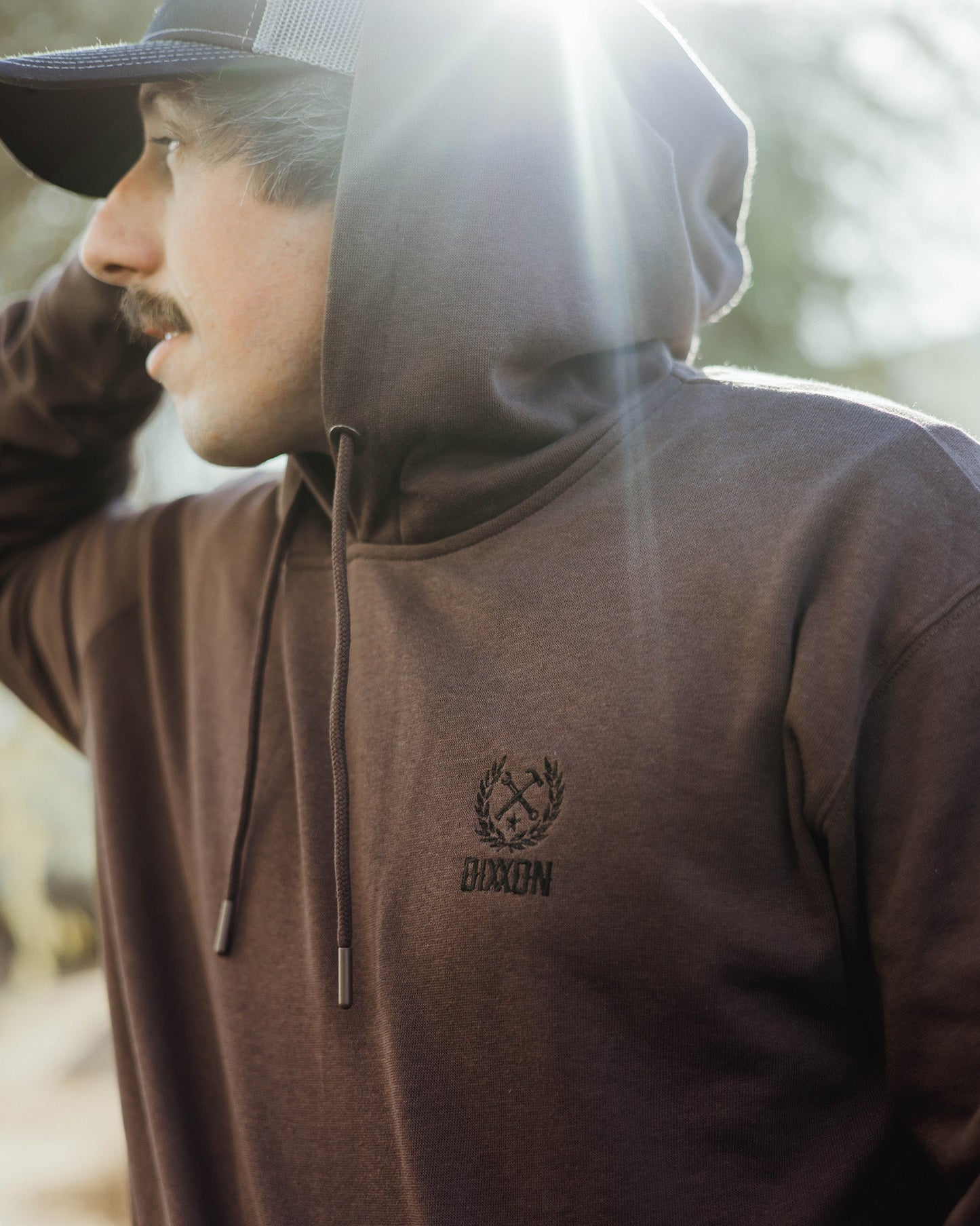 Black Crest Lightweight Pullover Hoodie - Brown