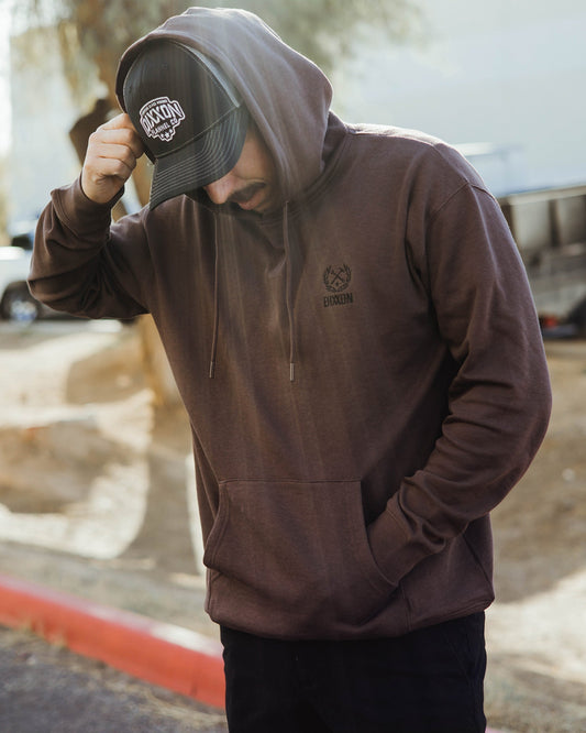 Black Crest Lightweight Pullover Hoodie - Brown