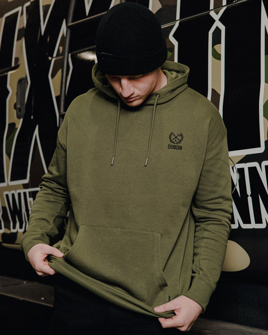 Black Crest Lightweight Pullover Hoodie - OD Green