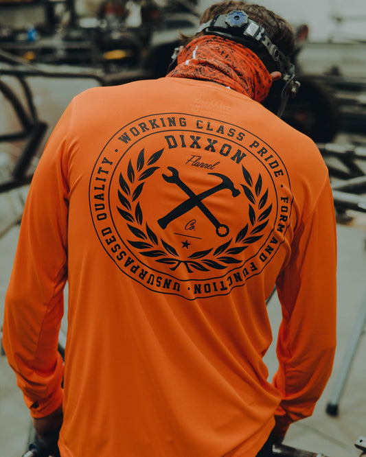 Black Crested UV Long Sleeve T-Shirt - Safety Orange