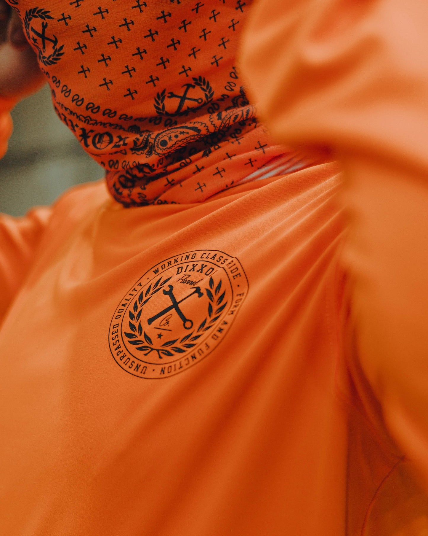 Black Crested UV Long Sleeve T-Shirt - Safety Orange