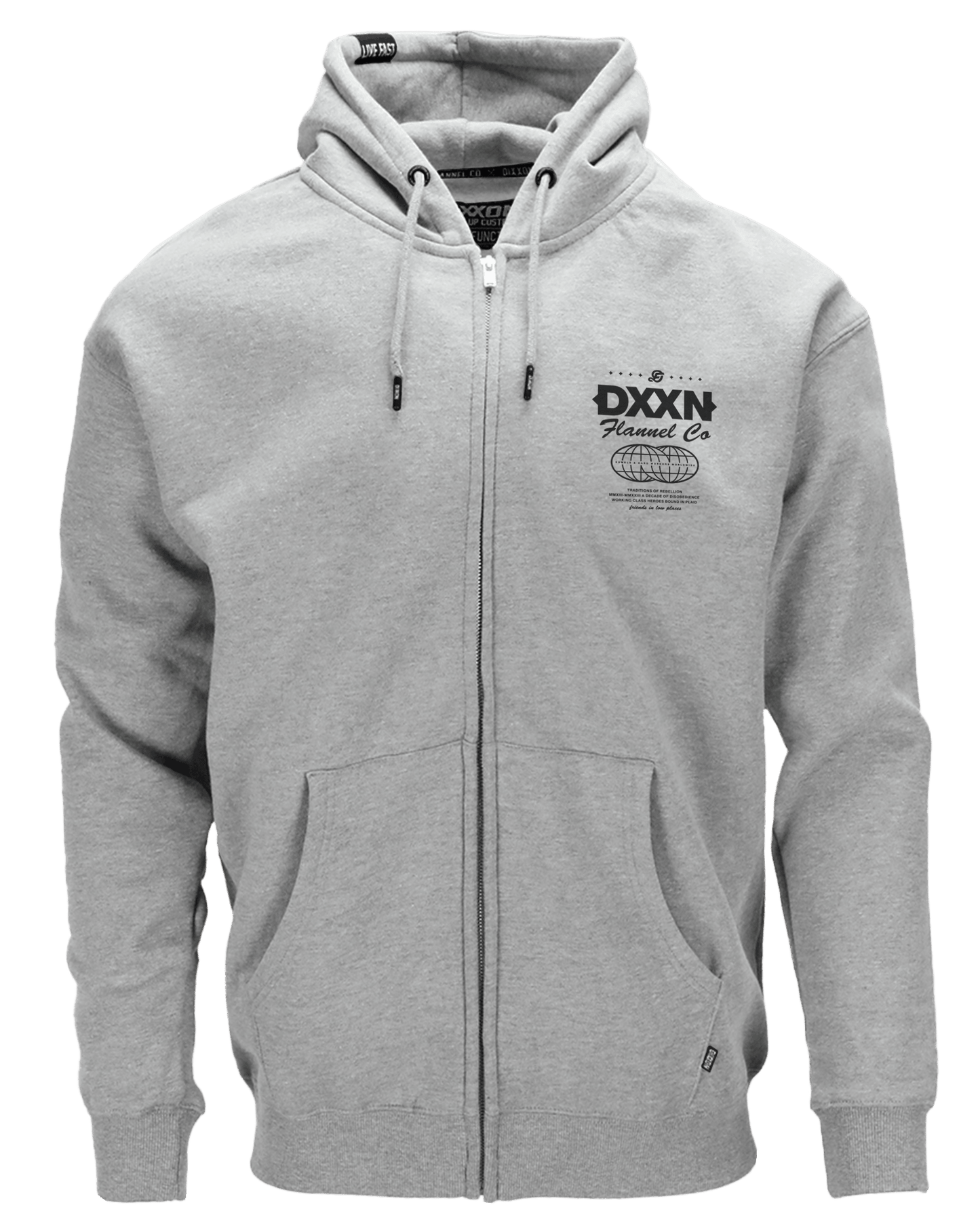 Black Tech Zip Up Hoodie - Heathered Gray