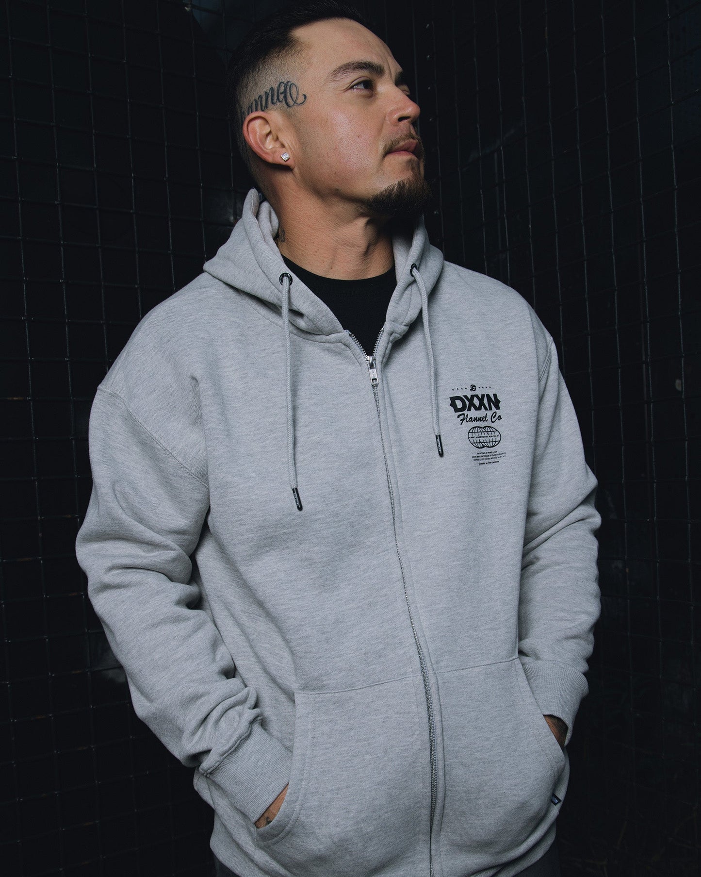 Black Tech Zip Up Hoodie - Heathered Gray