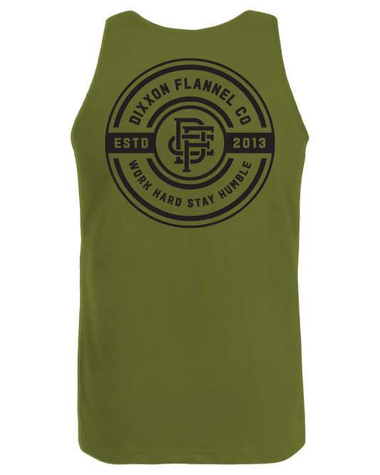 Black Work Hard Badge Tank - O.D. Green