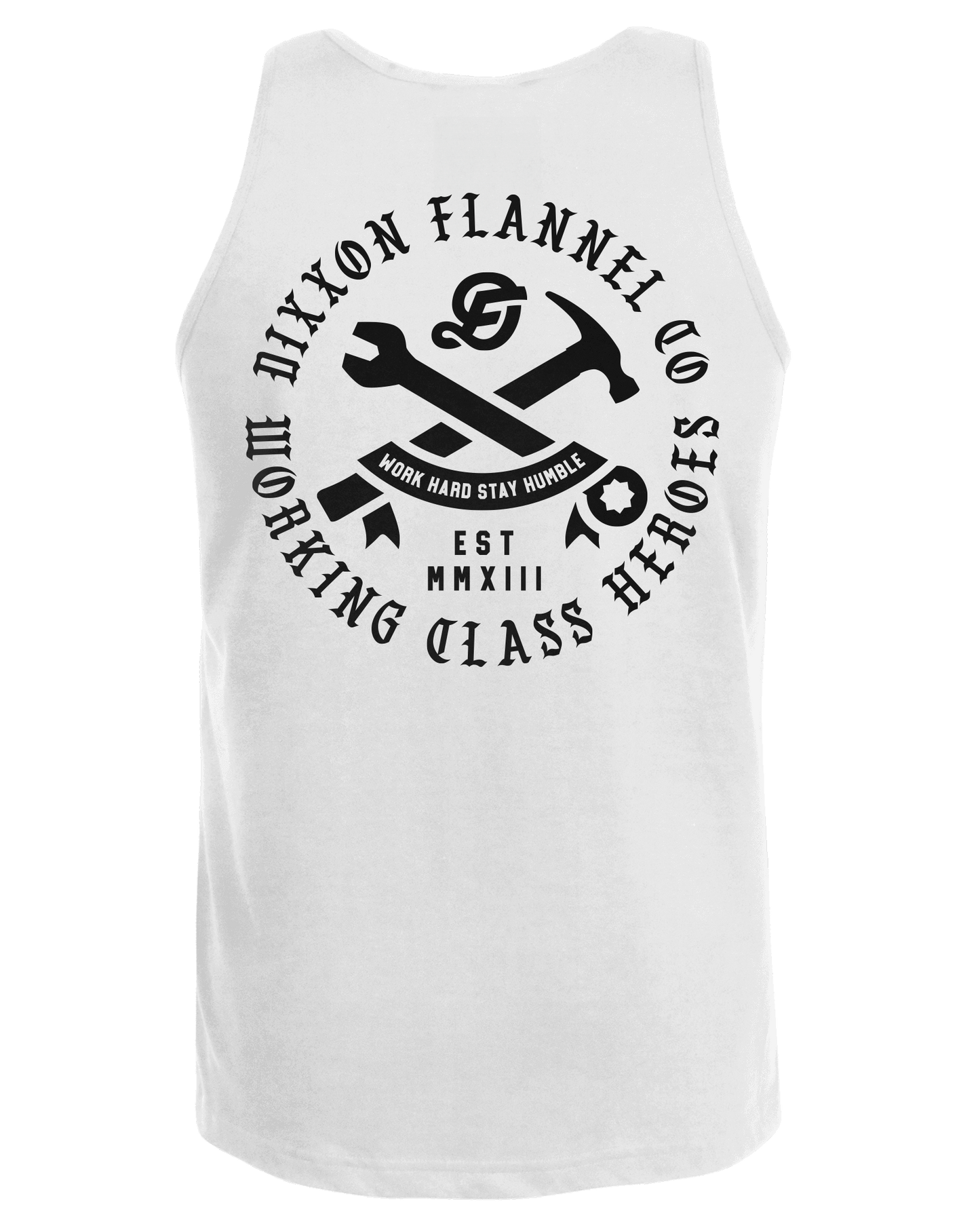 Black Working Class Badge Tank - White