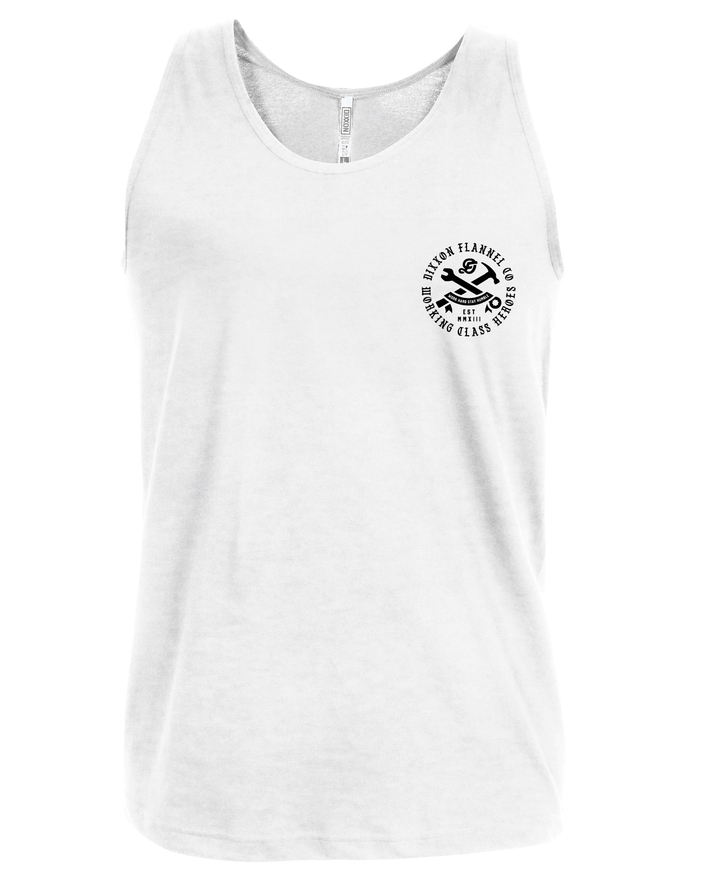 Black Working Class Badge Tank - White