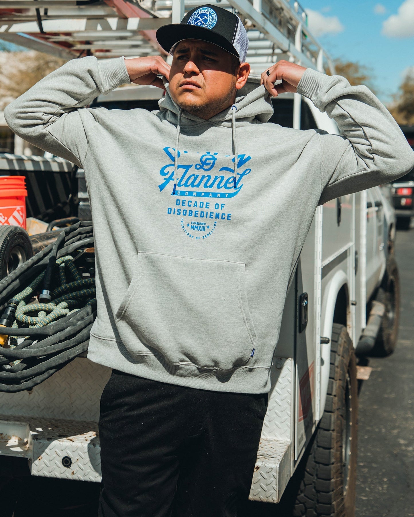 Blue Pastime Pullover Hoodie - Heather Gray