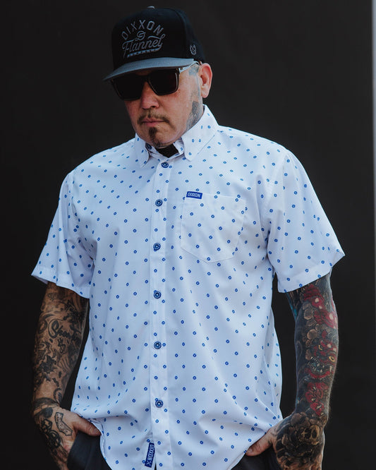 Blue Polkacide Party Shirt - White