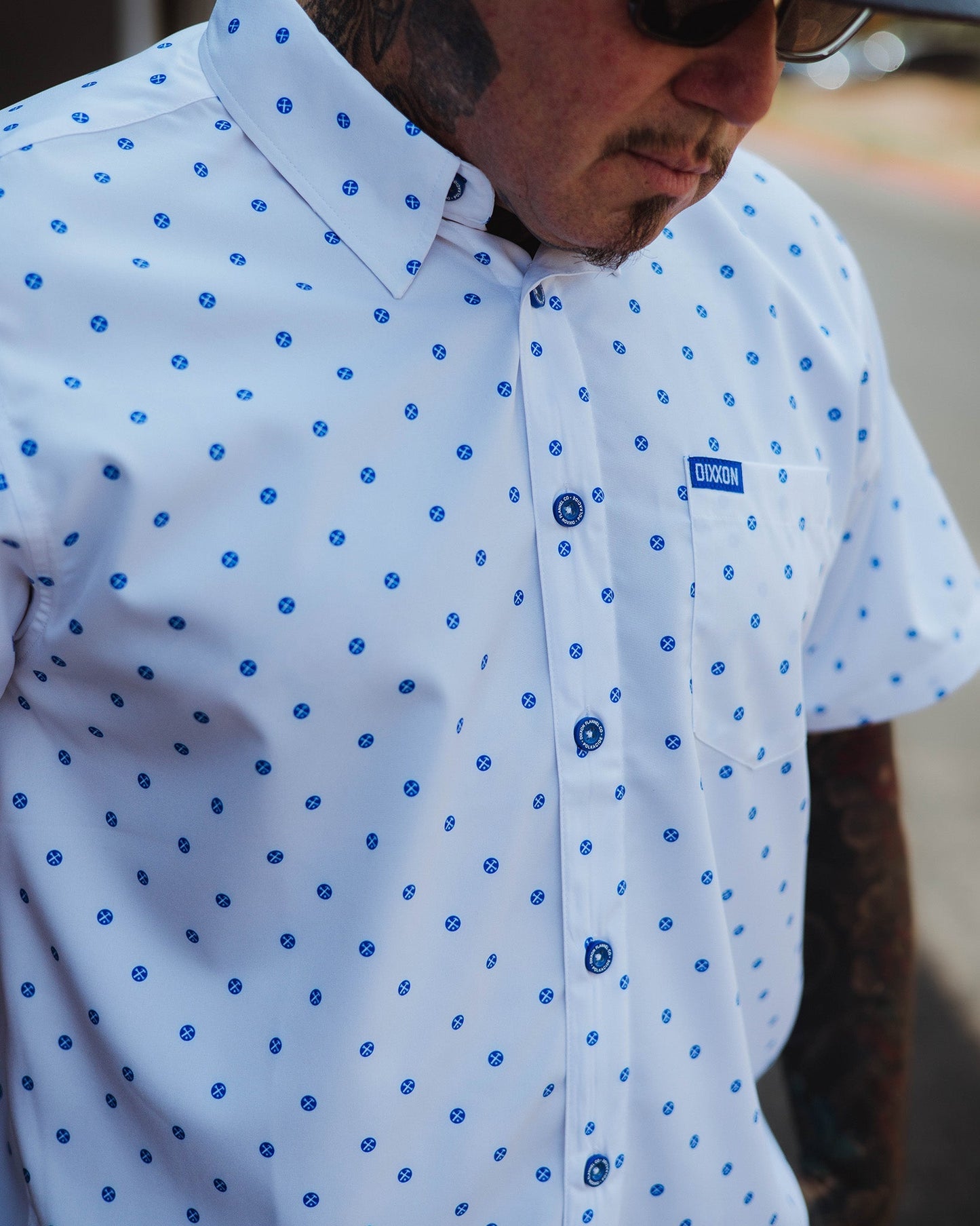 Blue Polkacide Party Shirt - White