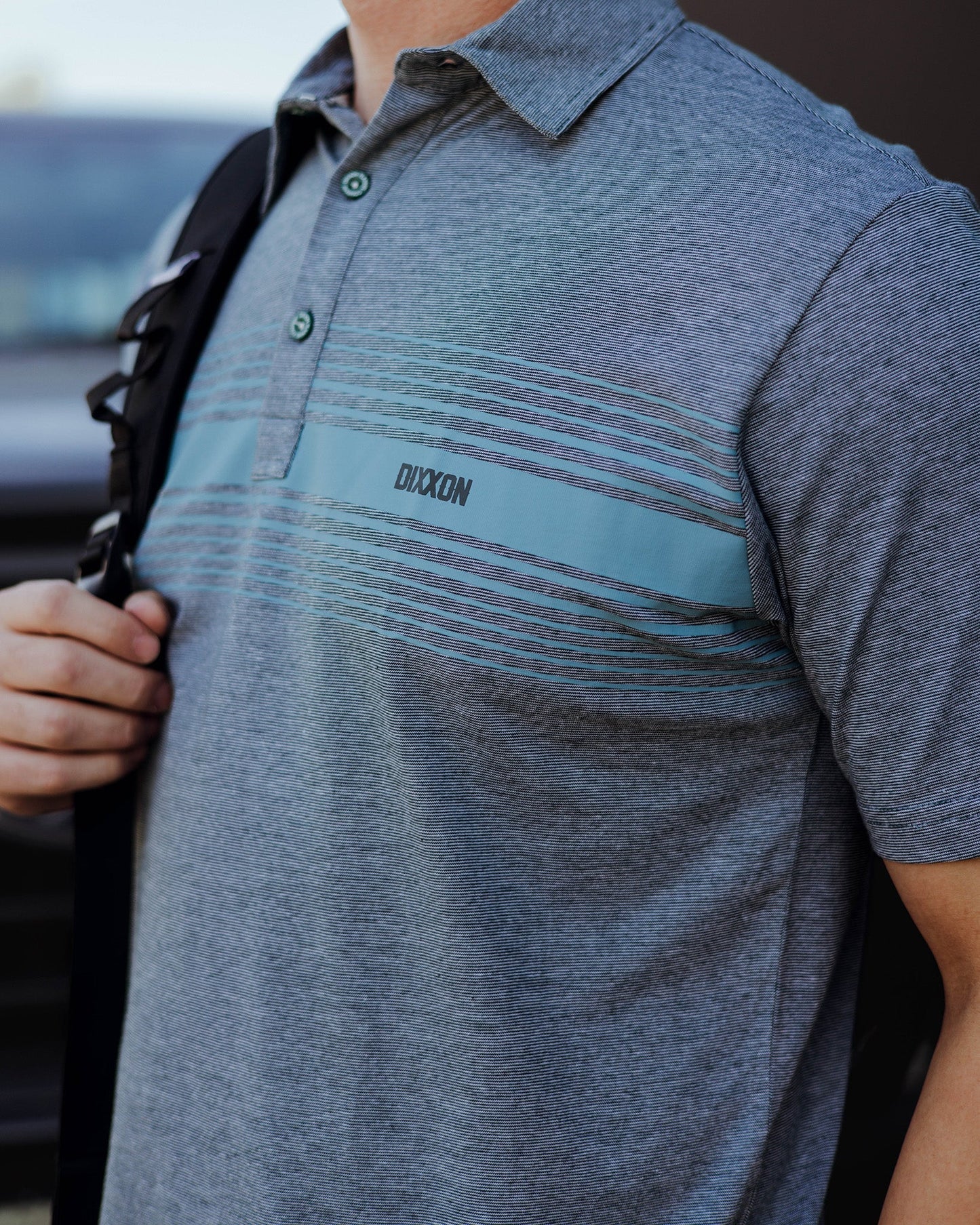 Blue Stripe Premium Polo - Heathered Teal