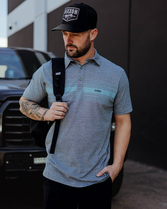 Blue Stripe Premium Polo - Heathered Teal