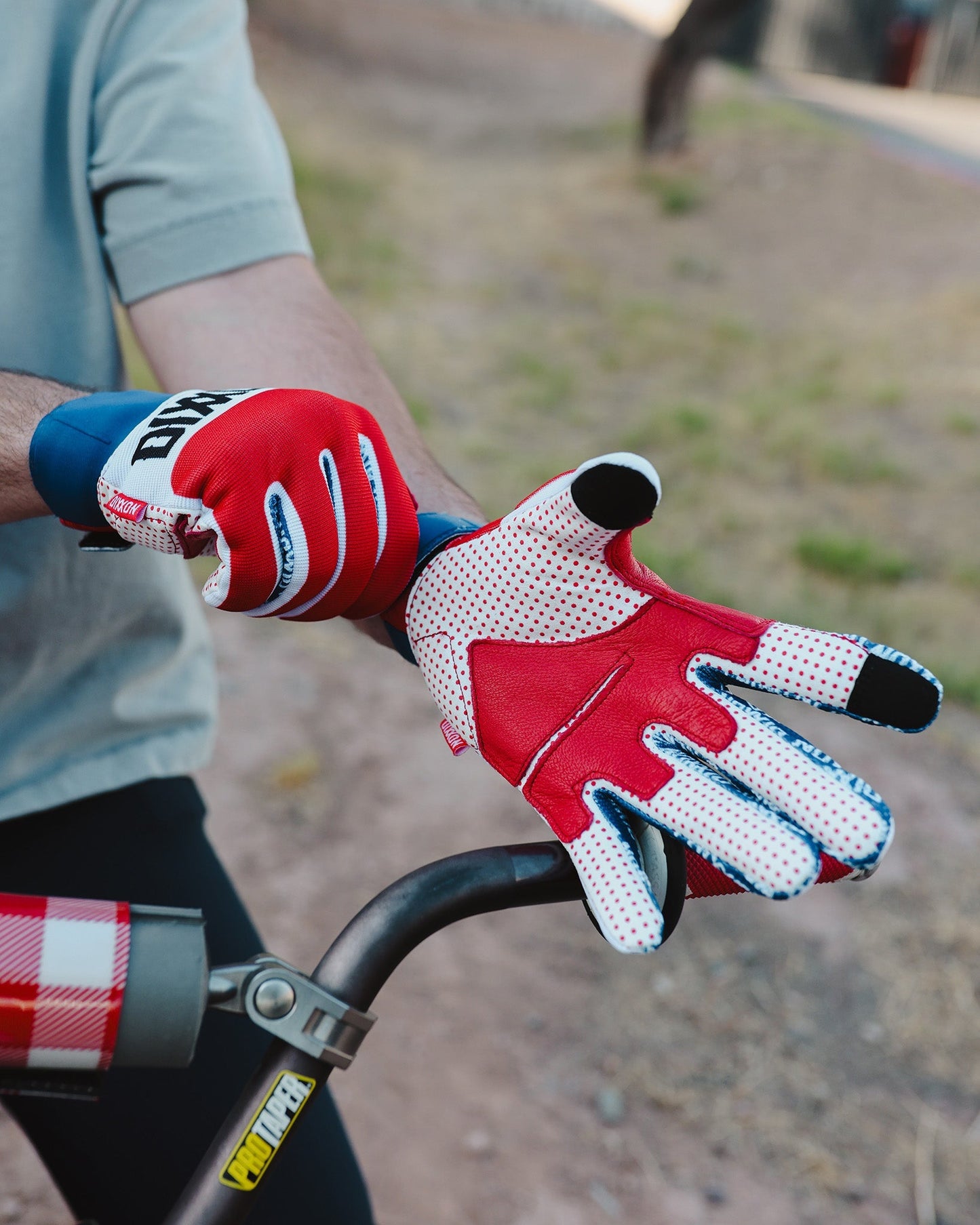 BRAAP Moto Gloves - Red, White, & Blue