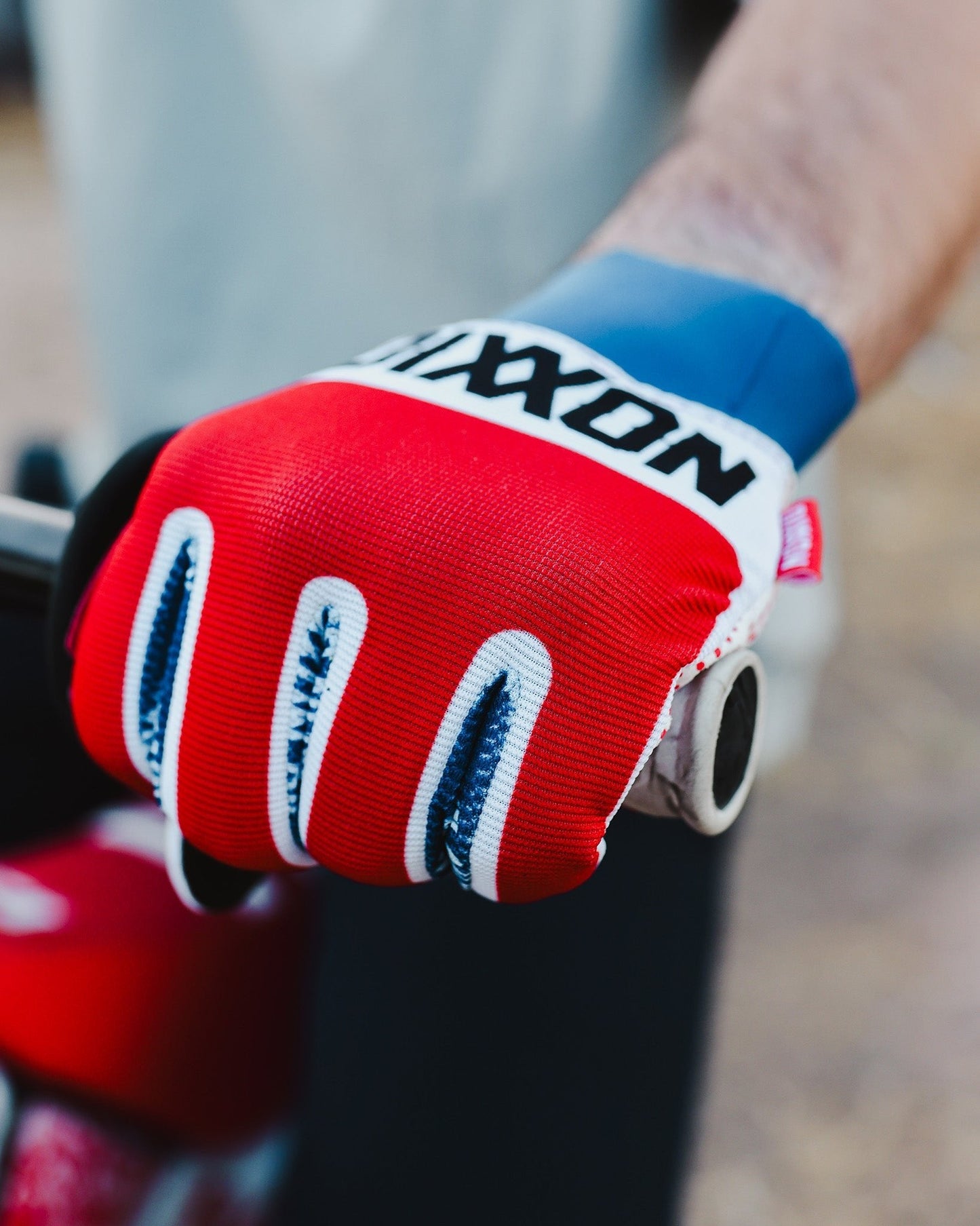 BRAAP Moto Gloves - Red, White, & Blue