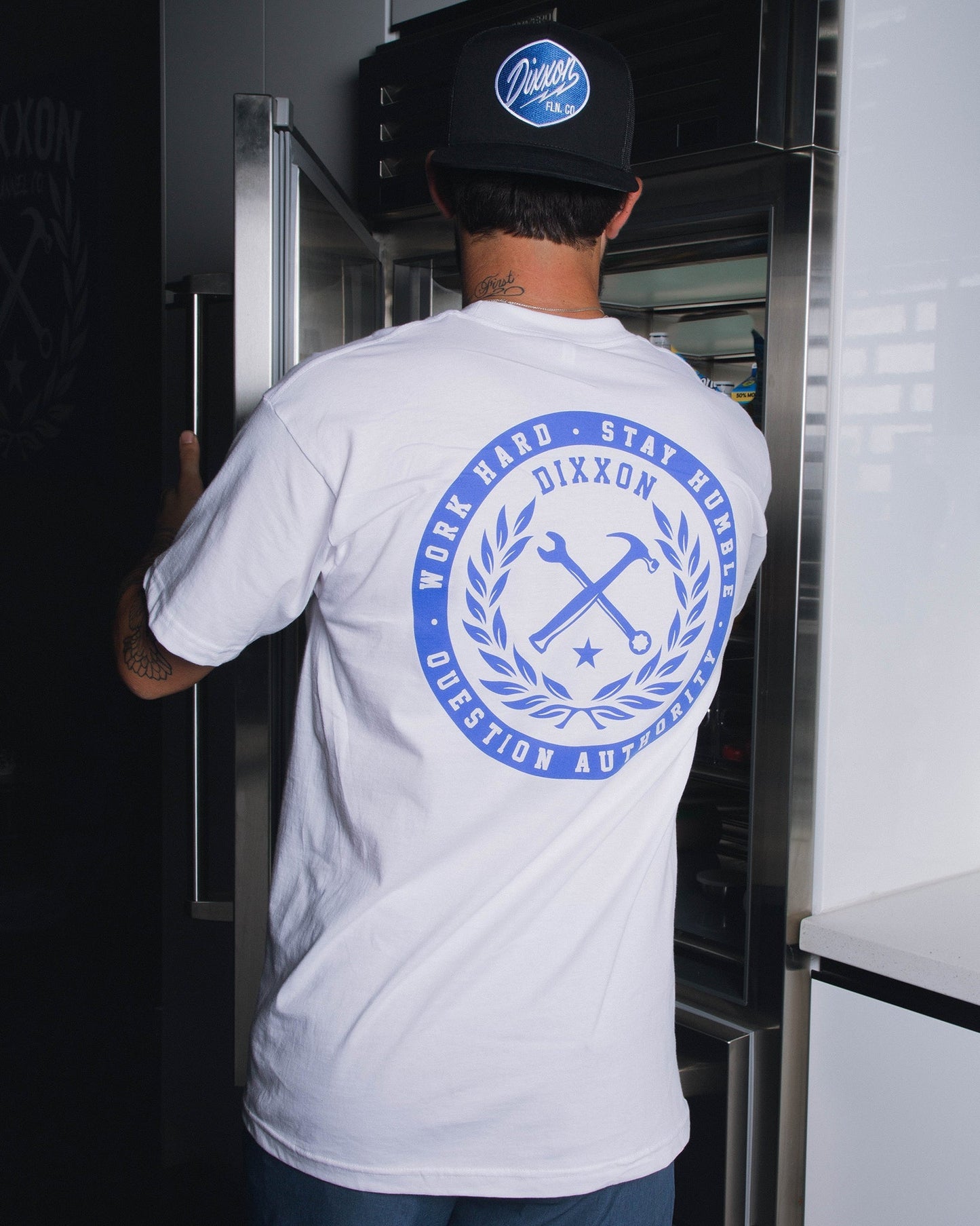 Branded T-Shirt - White & Blue