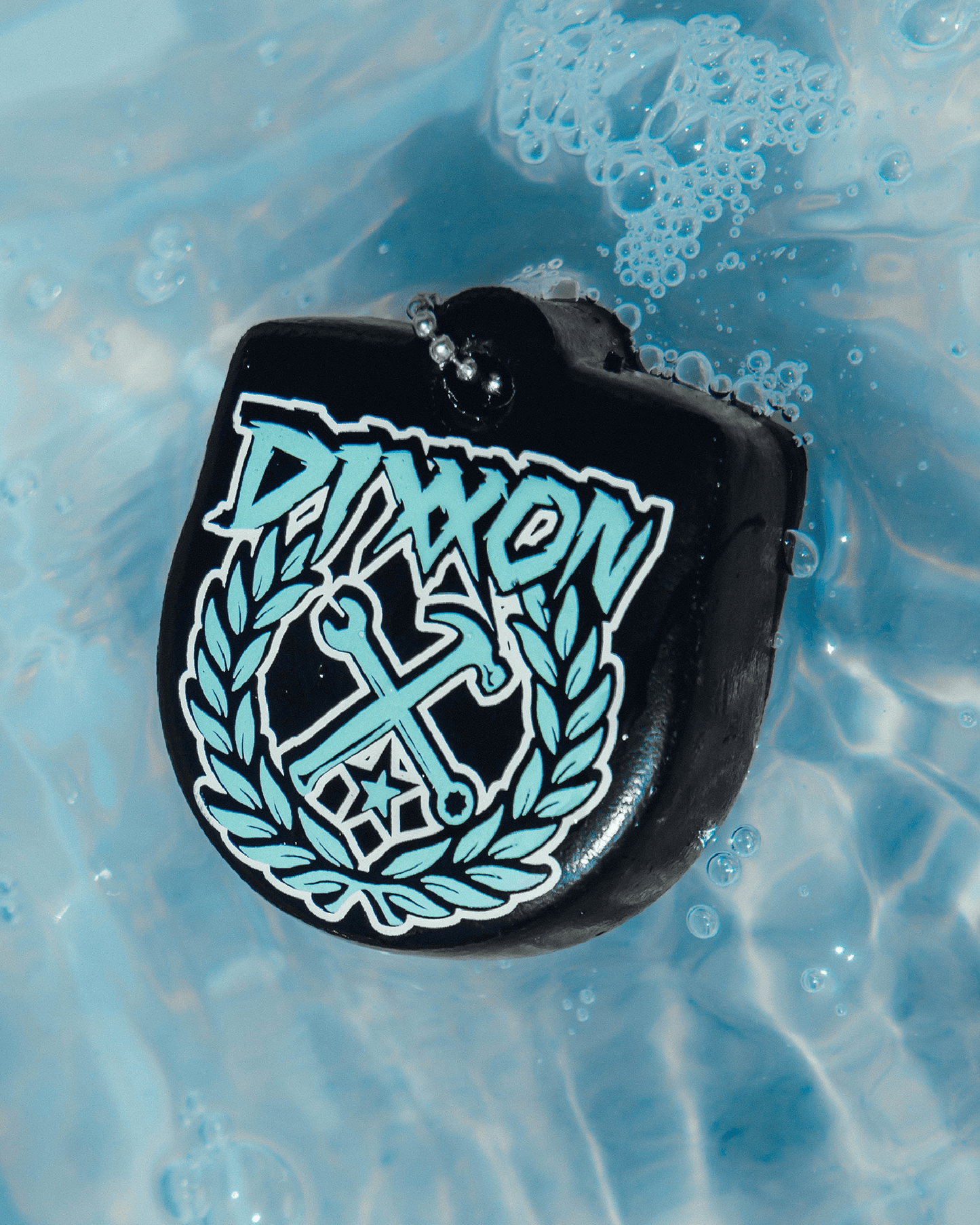 Aqua Party Crest Floating Keychain - Black